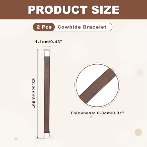 MECCANIXITY 2Pcs Plain Leather Bracelets Buckle Bangle,9" Silver Leather Snap Bracelets Adjustable Blank Wrist Cuffs DIY Craft Wristbands for Men Women Stamping Jewelry Making - color: Silver, size: 9"