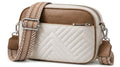 Vantamo Premium Quilted Crossbody Bags for Women with Anti-Pickpocket Clip, Vegan Leather Handbags, Travel Purses for Women - color: White & Stone With Jacquard Strap