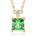 18K Gold-Plated Non Tarnish Birthstone Necklace for Women, 5A Princess Cut Cubic Zirconia Pendant, Birthday Anniversary Valentine's Gift, 18-20 Inches - color: 5-May-Emerald