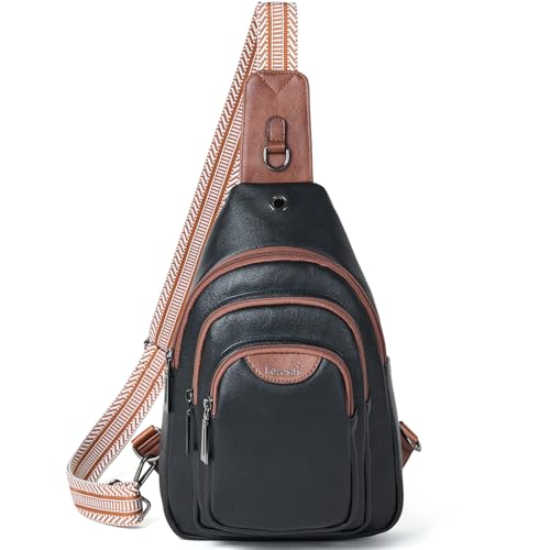 Leresas 10L Crossbody Sling Bag for Women Men Anti Theft Cross Body Fanny Pack Belt Bag Purse Gifts for Women Faux Leather, Black Brown - color: 10l-black Brown, size: 10L