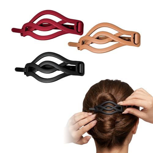 Vintage French Barrette Clips - 3 Pack Hair Accessories for Women & Girls, Non-Slip Crossover Hair Clips Suitable for Thick to Thin Hair (Mix-3PCS: H) - color: Mix-3PCS: H