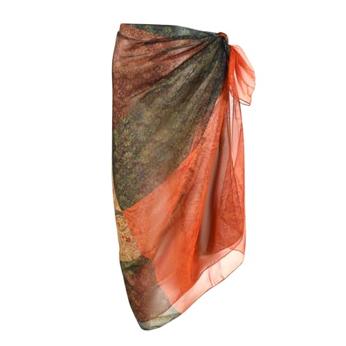 Womens Sexy Bohemian Floral Beach Cover Up Sarong Wrap Swimsuit Beachwear - color: Warm Orange