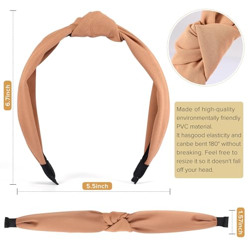 DiyJibb Headbands for Women Girls - 6PCS Stylish Top Knotted Headbands - Knotted Headband for Women - Head Bands Wide Hairband Hair Accessories - color: black，brown，khaki，white，blue，deep pink