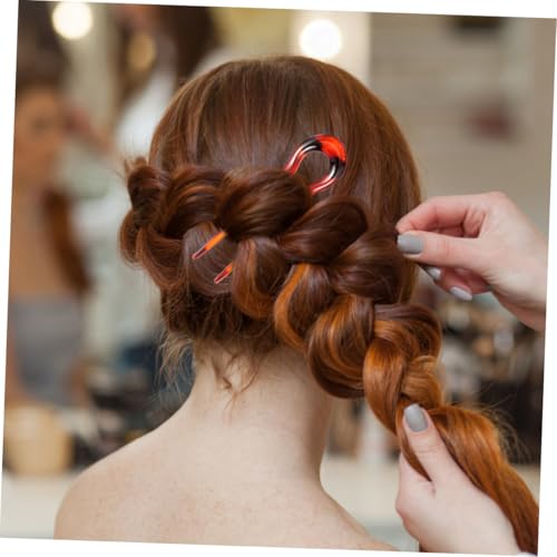 VOSAREA 3 Pcs U-shape Leopard Print Resin Hair Pins Hair Forks Double Prongs for Women Wedding Updo and Daily Styling