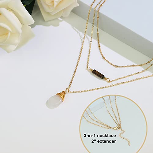 SmileBelle Chakra Jewelry for Women Healing Necklace and Crystal Bracelets as Spiritual Jewelry for Daughter Trendy Boho Necklaces with Layered Style for Yoga Friend