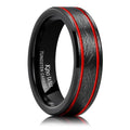 King Will Mens Tungsten Rings for Men Two Tone Grooved Mens Wedding Band Cool - color: Black & Red Two Groove 6mm