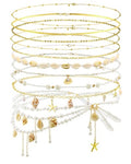 Lenwen 10 Pcs Summer Beach Belly Chain Adjustable Waist Multi Layered Chain Waist Jewelry for Women Girls Multilayer Body - color: Gold, style: Elegant Style