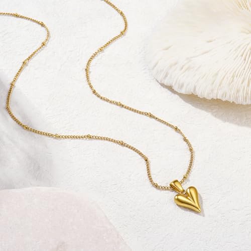14K Gold Heart Necklace for Women Boho stainless steel waterproof Cute Dainty Love Pendant Necklaces for Women - color: Styie-8