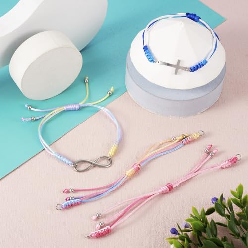 Adjustable Slider Bracelets Colorful Half Finished Bracelets Adjustable Beaded Bracelets DIY Friendship Bracelets for Women Jewelry Making Gifts Supplies - color: Colorful-Gradient