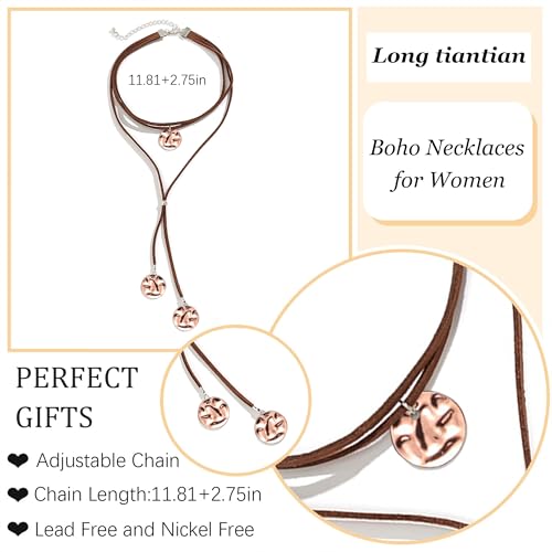 Boho Outfits for Women Boho Necklaces Country Concert Outfits Nashville Western Jewelry Choker Necklaces Long Leather Necklace Western Dress Jewelry Country Cowgirl Accessories Gifts - color: D：Brown Choker Necklace