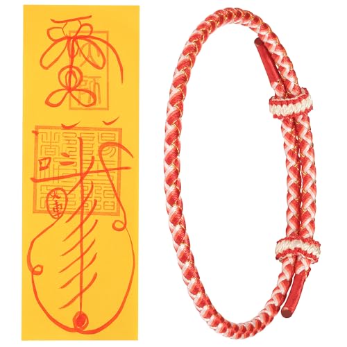 MOCLIF Bracelet for Men and Women, Adjustable Kabbalah Braided Bracelet，Good Lucky Lucky Fashion Red/Blue Handmade Wrist rope - color: Red