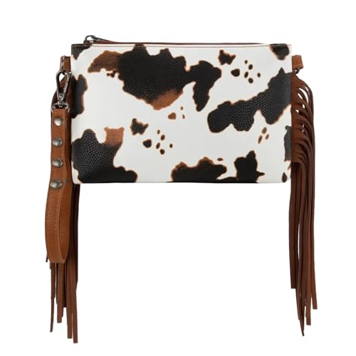 Montana West Western Purse for Women Crossbody Bag Wristlet Clutch Purse - color: A3 Pattern Cow Brown