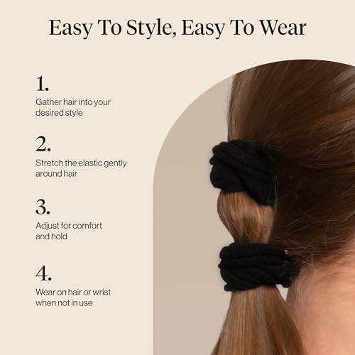 Kitsch Petal Hair Ties No Damage - Strong, Stretchy & Snag-Free Hair Bands | Soft Fabric Ponytail Holders, Stylish Elastics for Everyday Hairstyles | Ideal Gifts for Women - Black, 10pcs - color: Black Petal (Pack of 10)