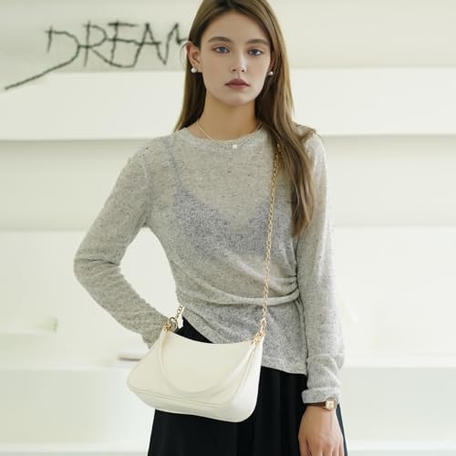 Shoulder Bag for women Crossbody Bags Retro Classic Small Hobo Purse Clutch Tote Handbags with Zipper Closure - color: Beige