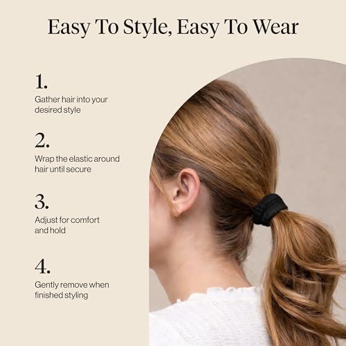 Kitsch Ribbed Hair Ties No Damage - Strong, Stretchy & Snag-Free Hair Bands | Soft Fabric Ponytail Holders, Stylish Elastics for Everyday Hairstyles | Ideal Gifts for Women - Black, 10pcs - color: Black Ribbed (Pack of 10)