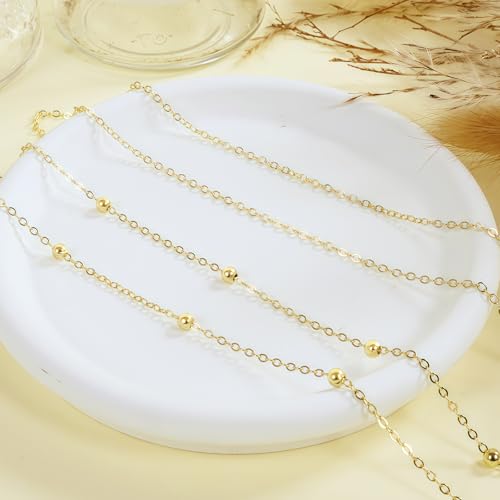 14K Gold Plated Waist Chain for Women, 2Pcs Adjustable Pearl Beads Body Chain, Sexy Layered Summer Beach Bikini Belly Jewelry Accessories - style: Chain&Bead
