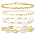 Beach Anklets for Women Boho Beaded Ankle Bracelets Set Adjustable Dainty Gold Anklets Stackable Hawaiian Vacation Beachy Pearl Seashell Starfish Conch Foot Jewelry - color: 4PCS Anklets