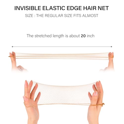 Hair Net Set 30 Pieces 20-Inch Light Brown Nets, 50 Pieces 2.4-Inch Golden U Pins - For Food Service, Bun Making, Ballet, and Versatile Hairstyling(Light Brown,20inch,80pcs/Pack) - color: Light Brown, size: 20 Inch