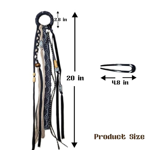 Handmade Boho Dreadlock Hair Ties - 1 Count - Black Hair Accessory for Women - Gentle and Durable Hold - Special Fashion Accessory - Ideal for Synthetic Dreads and Festive Occasions - color: Black