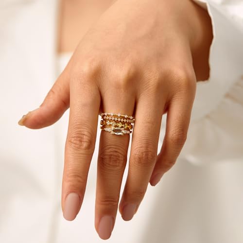 Otxas Dainty Rings for Womem Stackable Ring for Women Size 6-11 Wedding Rings - color: 4PCS, size: 9
