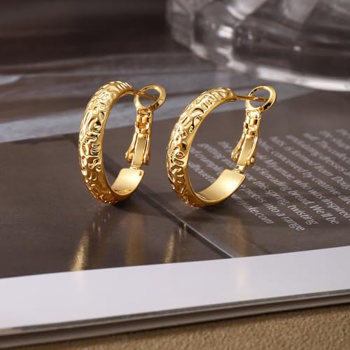 Gold Hoop Earrings for Women 14K Gold Plated Hoop Earrings Set, Large Medium Small Hoop Earrings Lightweight Hypoallergenic Huggie Statement Jewelry Gift for Women - color: Gold-E