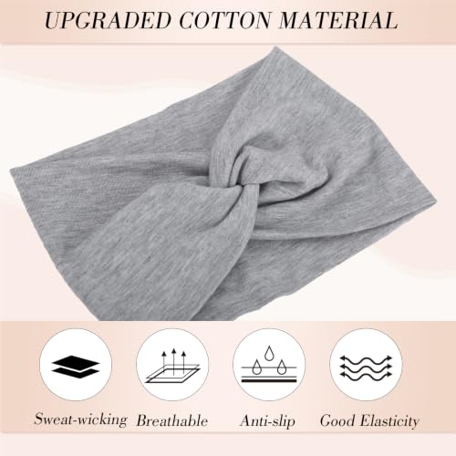 obeoby 6 Pack Head Wraps for Women, Wide Headbands for Women's Hair Non Slip 6inch Thick Turban Knotted Hair Bands for Lady Large Boho African - color: Black,white,grey
