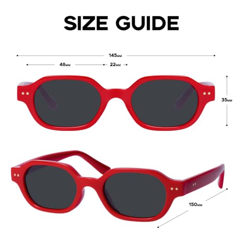 mosanana Retro Hexagon Sunglasses for Women Trendy Small 2026 MS52595 - color: C6 Red/Grey