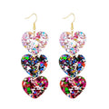 Colorful Shiny Love Heart Dangle Earrings Handmade Lightweight Glitter Acrylic Heart Shaped Hoop Earrings for Women Lovers Valentine's Day Mothers Day Party Jewelry Gifts - style: StyleD