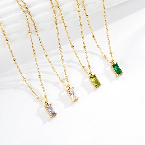 Yoosteel 14K-Gold-Plated Necklace for Women - Dainty Birthstone Cubic Zirconia Pendant Necklaces Trendy Friendship Birthday Jewelry Gifts for Women - color: 07-July-Ruby Rose Red
