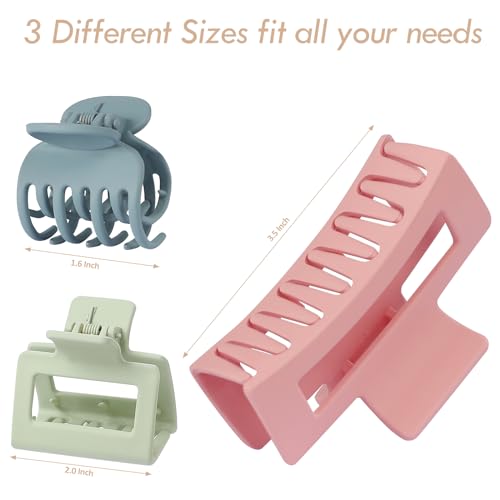 CHANDAT 3 Style Hair Accessories for Women: Medium Rectangle Clips for Thick Hair, Square Clips for Thin Hair - 9 pcs Colorful Set - color: Colorful