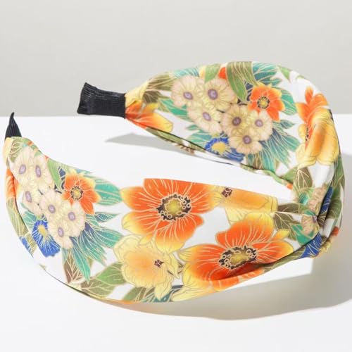 4 Pack Flower Printed Headbands for Women Wide Knotted Headbands Fashion Hair Bands-Island Style - color: Island Style
