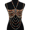 Handmade Beads Body Chain, Mermaid Top Rave Outfit Body Jewelry, Mermaid Costume, Beaded Bra Bralette Bead Waist Body Jewelry for Women for Boho Festival Clubbing - color: MULTICOLOR