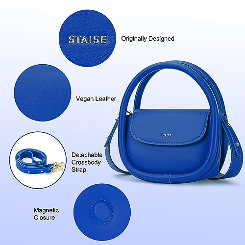 STAISE Designer Top Handle Shoulder Bags for Women, Trendy Mini Crossbody Purses, Women’s Leather Handbags with Straps - color: Blue
