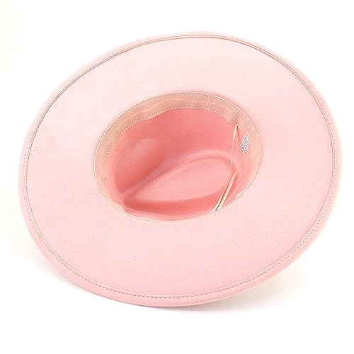 LIDHAY Big Wide Brim Fedora Hats for Women Men Western Suede Hat Panama Hat Outdoor Hats - color: Skin Pink