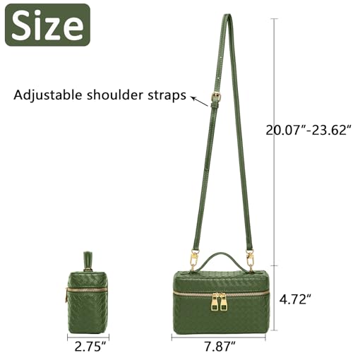 Trendy Shoulder Bags for Women Mini L19 Square Box Satchel Bag Cute PU Leather Crossbody Purse with Adjustable Strap - color: Green