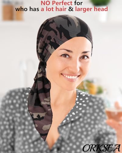 Chemo Headwear for Women Pre-Tied Head Scarf Headwraps Soft Turbans Cancer Hats Chemo Beanie Coverings Scarves - color: Green Camouflage