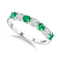 3.5mm Stackable Rings S925 Sterling Silver Created Birthstone & Cubic Zirconia Ring for Women Wedding Bands Anniversary Birthday Jewelry Size 6 to 10(with Box) - color: 05-Created Emerald & CZ-May