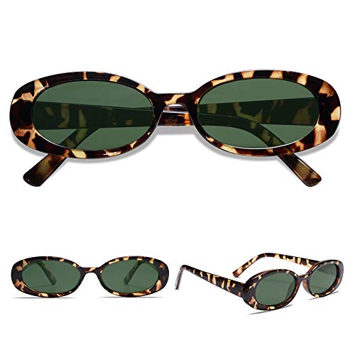 VANLINKER Polarized Retro Oval Sunglasses for Women and Men Small 90s Style VL9580 - color: C2 Tortoise Frame/G15 Lens