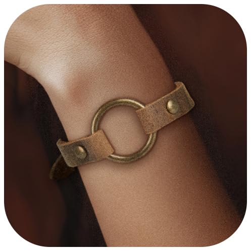 SPUNKYsoul Buckle or 5 Wrap Leather Circle Bracelet - Handmade Adjustable Leather Wrap Bracelet for Women & Men, Unique Distressed Stackable Jewelry with Symbolic Circle for Everyday Wear & Gifting - style: Women's Buckle Circle Single Band