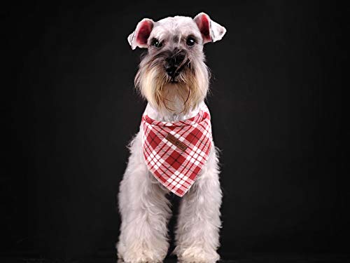 Lionet Paws Christmas Dog Bandana Washable Cotton Handkerchief Scarf Triangle Bandana for Small Medium Large Dogs Red Grid - color: Red Grid, size: Small (Pack of 1)