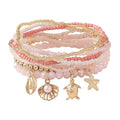 Caiyao Bohemian Multilayer Stackable Seed Beaded Bracelets Colorful Crystal Glass Beads Strand Bangle Bracelet BFF Wristbands Bracelet for Women Summer Beach Hawaii Jewelry Birthday Gifts - color: Pink-starfish