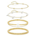 PEALICIOUS 2Pcs Chunky Bracelet for Women, Girls Gold Bangle Bracelet 7in Minimalist Silver Chunky Bangles Prom Gifts, Trendy Gold Arm Cuff Upper Arm Band, Stack Bead Prom Accessories Summer Jewelry - style: gold bead bracelets