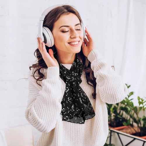 E-Clover Unique Fashion Women's Scarf Chiffon Sheer Scarves for Women Lightweight - color: Black Note