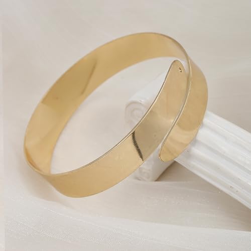 YVVLEE 3Pcs Arm Cuff for Women Open Upper Coil Bangle Bracelets Armlet Gold Silver Adjustable Armband Arm Bracelet Set - color: B