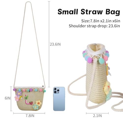 Letter Small Woven Straw Summer Beach Tote Bag for Women 2025,Woven Straw Beach Purse Shoulder Crossbody Bag for Women 2025 - color: Brown L