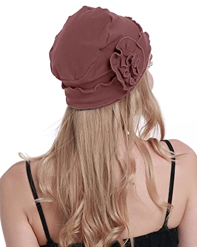 osvyo Chemo Headwear Turban Cap for Women - Cancer Beanie Hair Loss Sealed Packaging - color: Cotton Sand Brown