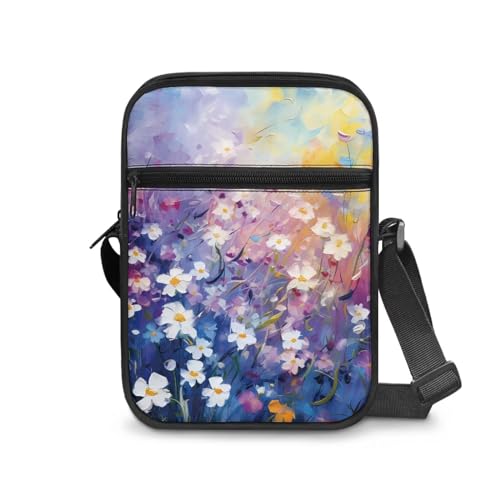 Womens Crossbody Bag Cell Phone Purse Wallet Small Shoulder Handbag for Workout Travel Gym - color: Daisy Oil Painting