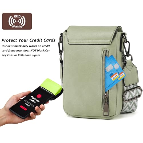 TANTOMI Small Crossbody Bags for Women Trendy, Cell Phone Purses Wallet with 4 Card Slots, Small Purses with Adjustable Strap - color: 05-light Green