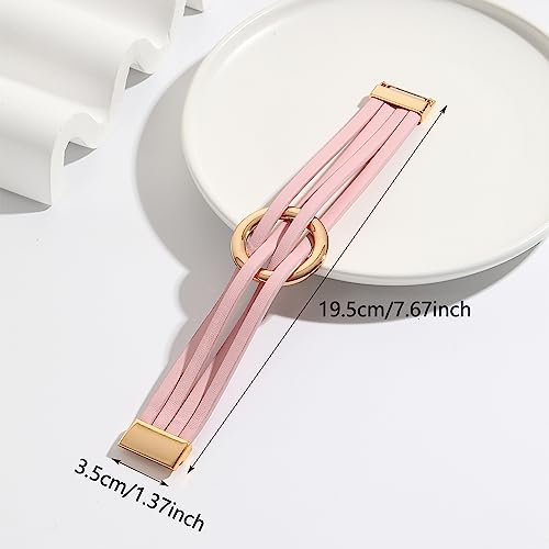 Long tiantian Leather Wrap Bracelets for Women Circle Rhinestones Boho Layered Bracelet Cuff Bangle Bracelet Jewelry Birthday Gifts for Women Holiday Outfits - color: A5:pink
