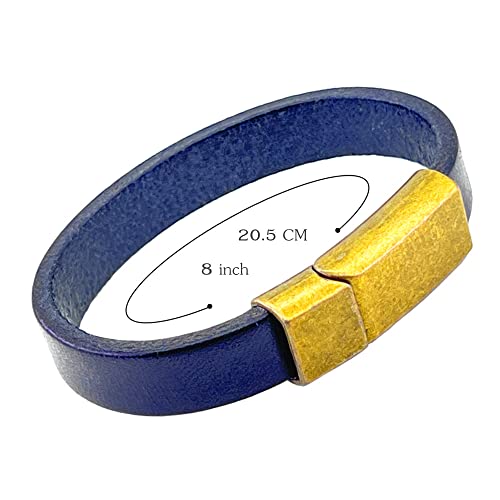 Mens Genuine Leather Bracelet - Handmade Adjustable Leather Cuff Bracelet punk Style leather wrap Wristband for Men - color: N-E